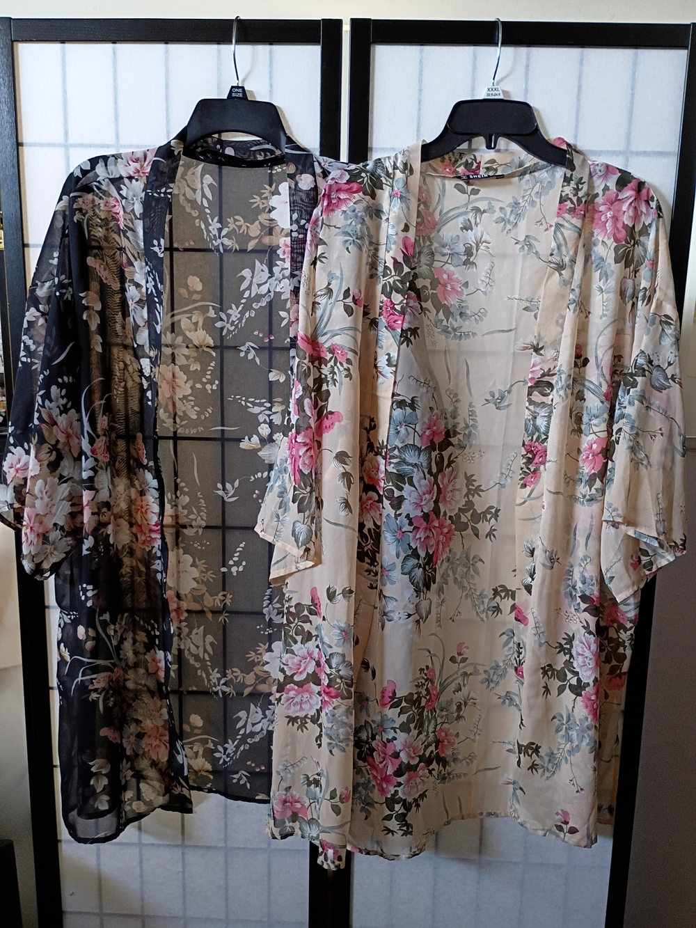 SHEIN Floral Kimono Cardigan Bundle in Cream and Black